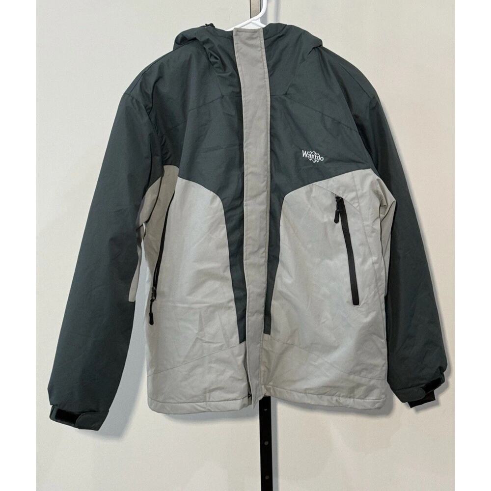 Wantdo Men's Waterproof Winter Ski Jacket Gray/Green Coat Size M